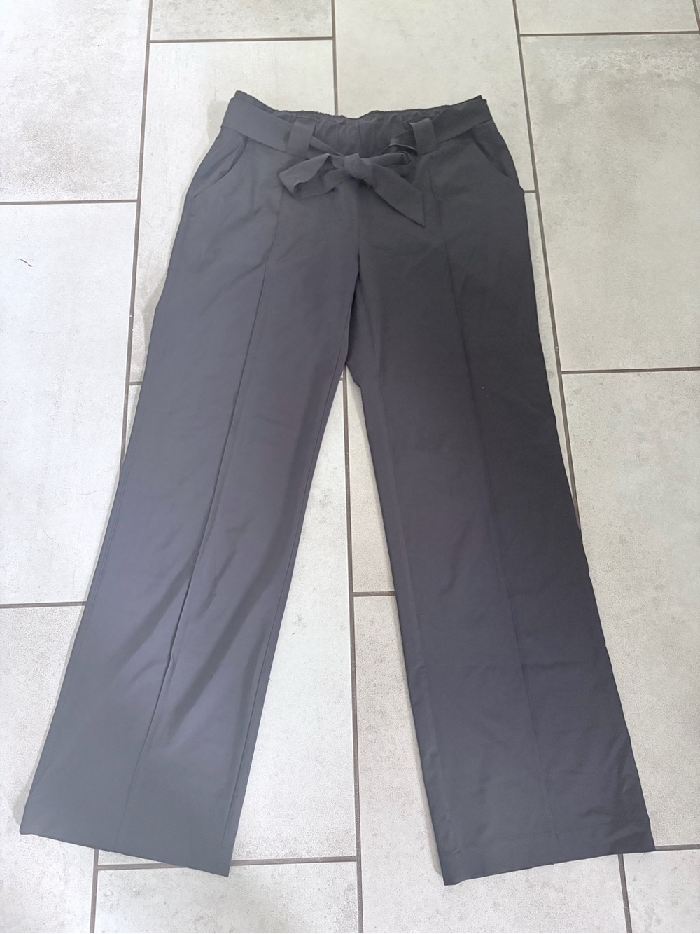 Athleta Black Wide-Leg Tie-Waist Pants